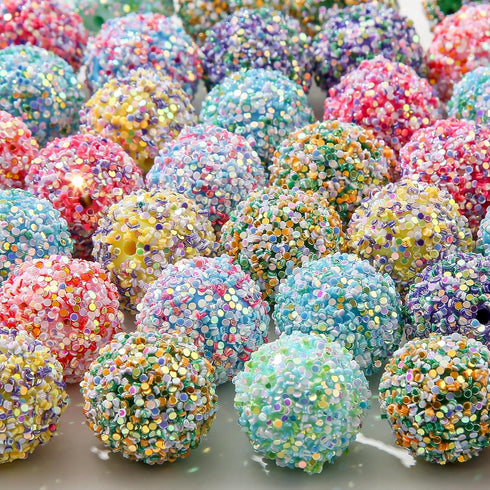 20mm Rhinestone Beads Shine Disco Ball Beads Easter Chunky Bubblegum Beads Crystal Round Beads for Pen Bag Chain Jewelry Making (Color-1)...