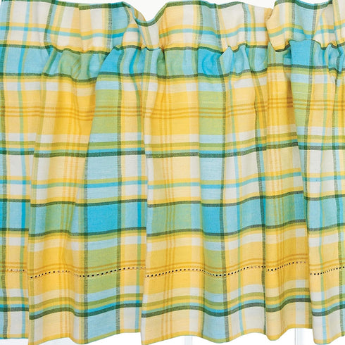 C&F Home Citrus Mist Gingham Checkered 100% Cotton Single Window Valance Curtain 16" x 72" Home Kitchen Living Room Dining Dinner Bedroom Bathroom...