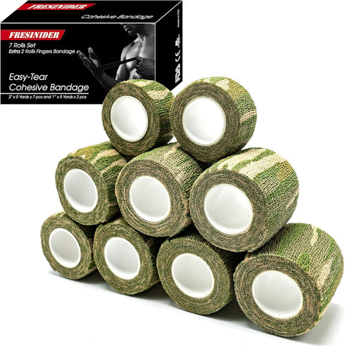 9 Rolls Self Adhesive Wrap Athletic Tape Gauze, Breathable Elastic Cohesive Bandage for Sports Injury & Pet (7 Pcs 2" x 5 Yards + 2 Pcs 1" X 5 Yar...