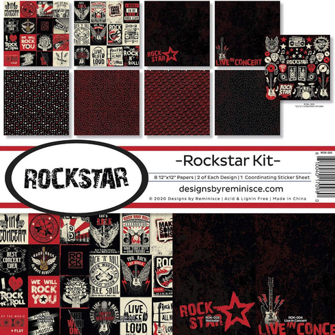 Reminisce Rockstar Scrapbook Collection Kit Paper Crafts, Multi Color Palette...