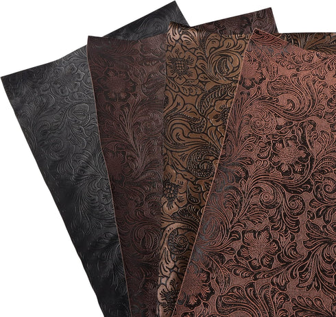 David accessories Bump Texture Faux Leather Sheet 4 Pcs 7.7" x 12.9" (20 cm x 33 cm) Plain Geometric Pattern Printed Faux Leather Fabric Sheet for...