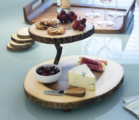 Lipper International Acacia Tree Bark Coasters, Set of 4...