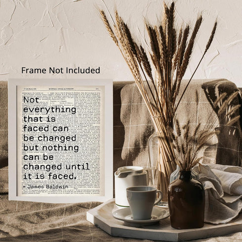 Posterizer 1 pcs-James Baldwin-Nothing Can be Changed Until It's Faced-Afro-American Art Collection-Motivational & Inspirational Art- Decor for Ho...