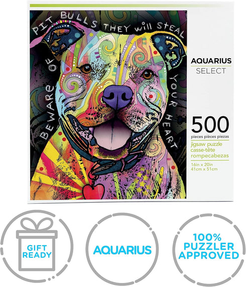 AQUARIUS - Dean Russo Beware Pit Bull AS 500 Piece Jigsaw Puzzle...