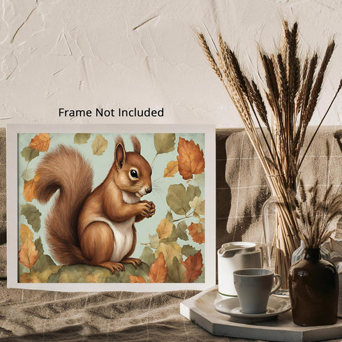 Posterizer 1 pcs- A Squirrel on the ground sorrounded by leaves-Art for Animal Lovers- Gift for Men Women Entrepreneur Teens-decor for Bedroom, Of...
