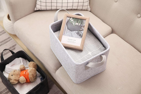 Collapsible Storage Basket with Carry Handles Felt Fabric Storage Bin Durable Organizer for Gift Toys Shoes Clothes Towels Nursery Home Laundry Of...