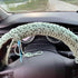 Crochet Steering Wheel Cover Set,Cute Car Steering Wheel Cover Boho 14-15 in,Handmade Daisy Granny Square Pattern Gift,Women Car Accessories (A Wh...