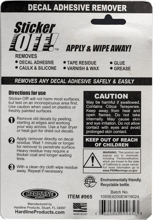 Hardline Products Sticker-Off! Decal Removal Fluid - 2 Ounces...