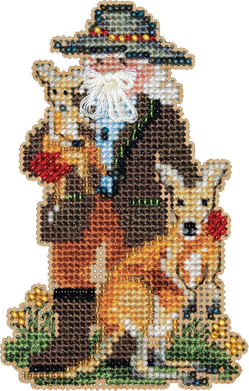 Mill Hill Kangaroo Santa Beaded Counted Cross Stitch Ornament Kit 2023 Down Under Santas MH202333, 2.75" x 4.5", Multi...