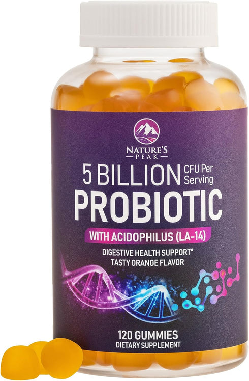 Nature’s Acidophilus Probiotics for Women & Men Gummies, 5 Billion CFU, 6 Strains, Daily Probiotic Supplement Gummy to Support Digestive Health, N...