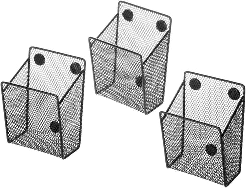 MyGift Black Metal Mesh Magnetic Office Supplies Pen Pencil and Marker Holder, Whiteboard Accesories Storage Basket, School Locker Organizer Acces...
