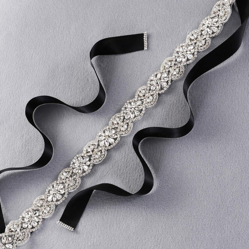 yanstar Handmade Wedding Belt Bridal Belts and Sashes Crystal Rhinestone Ribbon Belt for Wedding Dress Bridesmaid Prom Gowns...