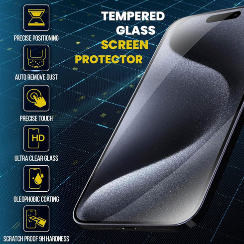 iPhone 14 Pro Max Tempered Glass Screen Protector (6.7 inch) - 9H Hardness, Oleophobic Coating, Scratch-Resistant, Ultra-Clear, Bubble-Free Instal...