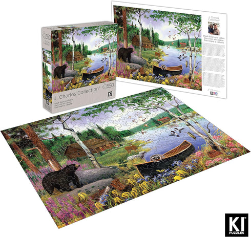 550 Piece Puzzle for Adults Black Bear and Cabin by J. Charles 24X18 Country Life Jigsaw from KI Puzzles (02632-SB)...