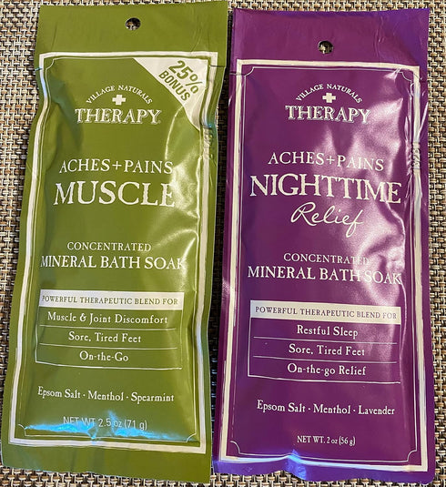 Village Naturals Therapy Aches + Pains Nighttime Relief Mineral Bath Soak 2oz, 2 Oz...