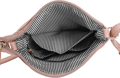 DELUXITY | Crossbody Purse Bag | Functional Multi Pocket Double Zipper Purse | Adjustable Strap | Medium Size Purse | Blush...