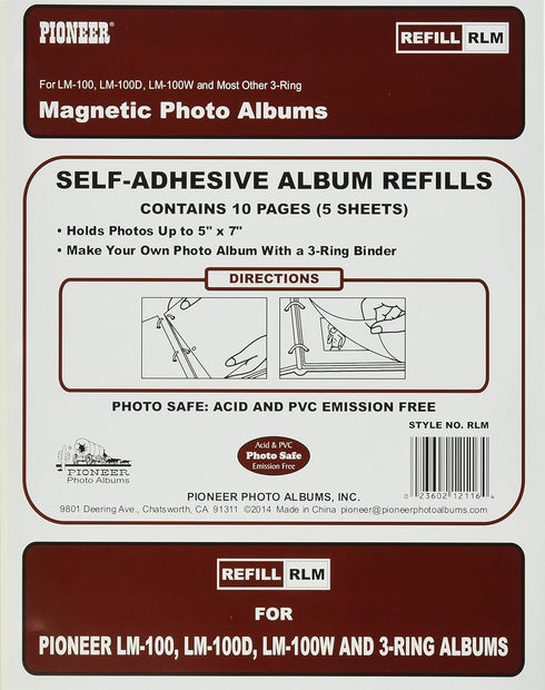 Refill Pages for LM-100, LM-100D and LM-100W Photo Albums, 10 Pages (5 Sheets), White Backing...