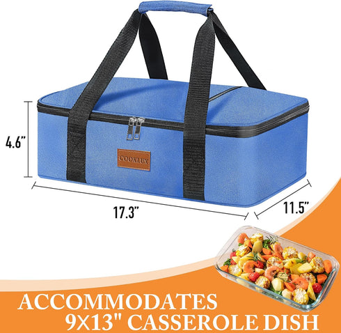 Insulated Casserole Carrier - Single Layer Design, Thermal Bag for Hot&Cold Food Transport, Fits 9x13 Casserole Dish, Leak-Proof, Durable Nylon, Z...