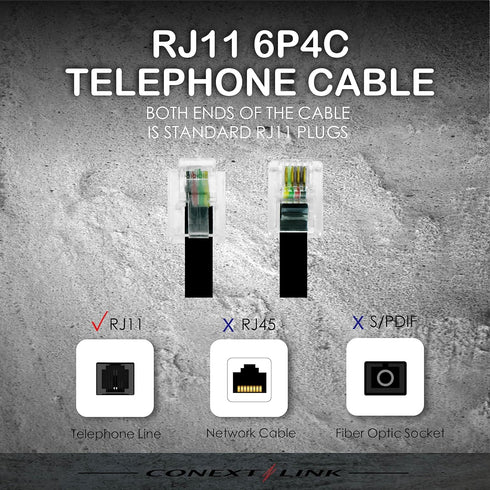 Conext Link RJ11 6P4C Modular Telephone Extension Cable Phone Cord Line Wire (25 Feet, White) ?33210?...