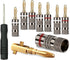 Banana Plugs 4 Pairs / 8 pcs (4 White/4 Red), 2 Set Screws, 24K Gold Plated Speaker Plug Connectors for Speaker Wire, Home Theater, A/V Amplifiers...