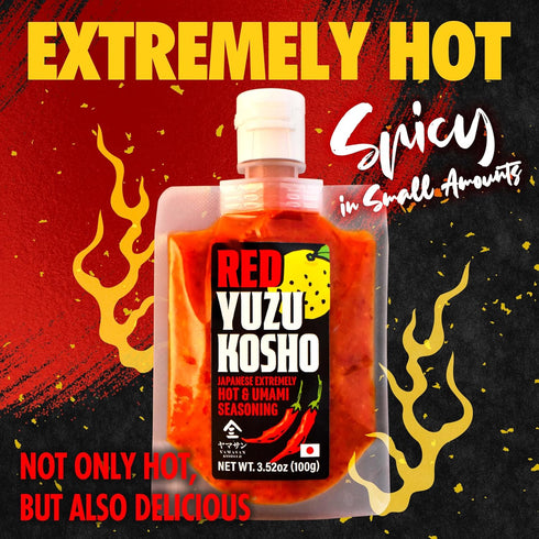 Yuzu Kosho Red Pepper Spicy Paste, Japanese Extremely Hot & Umami Seasoning, Vegan, Gluten-Free, No Additives, Made in Japan 100g(3.52oz) ?YAMASAN...