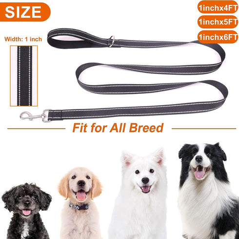 Double-Sided Reflective Dog Leash for Large & Medium and Small Dogs, Strong and Durable Pet Nylon Leashes with Soft Padded Handle Leashes,Puppy Le...