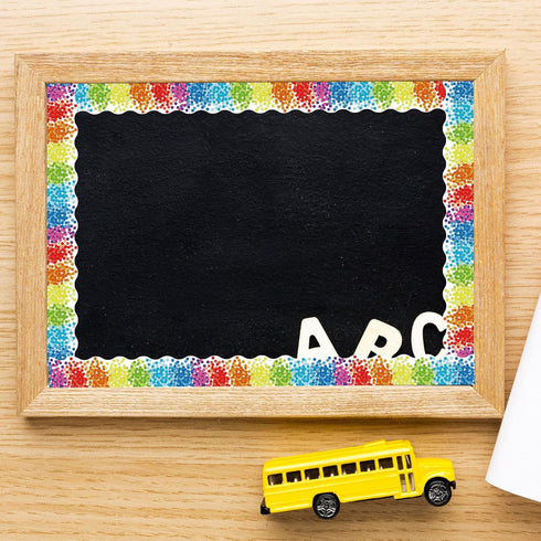 Rainbow Confetti Bulletin Board Borders for Classroom 65Ft,School Bulletin Board Decor for Teacher Student Use for Office Chalkboard,Dot Themed Bu...