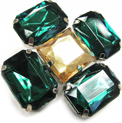 Linpeng Multi-Purpose Flower Shape Acrylic Jewel Stone Pin Brooch-FSBR-12-Green, Green...