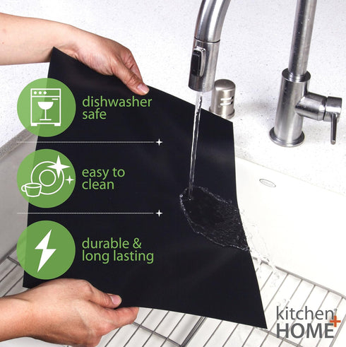 Kitchen + Home Oven Liner Set of 2 – Large Heavy Duty 100% PFOA & BPA Free – Non-stick Reusable Oven Liner for Gas, Electric & Microwave Ovens – W...