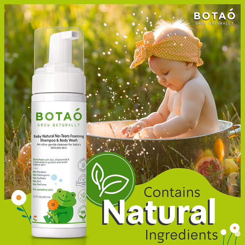 Baby Sensitive Tear Free Foaming natural Shampoo & Body Wash – Fragrance Free 99% Natural Ingredients Ultra Gentle Vegan Baby Shampoo & Body Wash...
