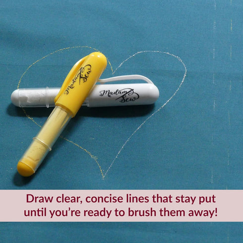 Madam Sew Chalk Fabric Marker for Sewing, Quilting & Crafting | Red |Tailors Liner Pen Creates Consistent Erasable Lines with Dosing Wheel Technol...