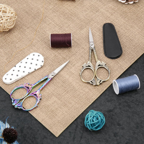Small Embroidery Scissors with Cover -Cute and Comfortable handles with Sturdy and Sharp Tips for Precise Cutting, Sewing and Craft Supplies Kit...