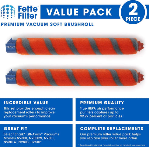 Fette Filter - Soft Brushroll Compatible with Shark Models NV800 NV800W NV801 NV801Q NV803 UV810 HV380 HV381 HV382 HV383 HV384. Compare to Part # ...