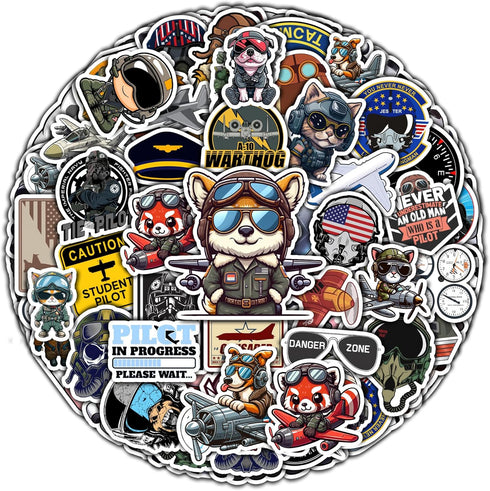 Pack 50 PCS Plane Pilot Wing Stickers Waterproof Vinyl Decals Decor Laptop Airport Flying Vehicles Suitcase Water Bottle Gifts for Teens Adults Av...