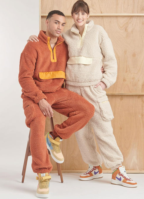 Simplicity Unisex Half Zip Sweatshirt and Pull-on Track Pants Sewing Pattern Kit, Design Code S9828, Sizes XS-S-M-L-XL-XXL, Multicolor...