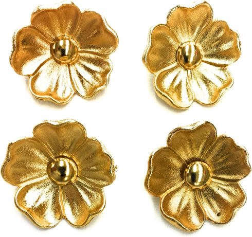 Shiny Flower Gold Buttons Set - Polished Flower 3D Buttons - for Dresses, Jacket,Sport Coats Coats and Suits 4 Buttons 1-3/8'' (Available in 3 Siz...