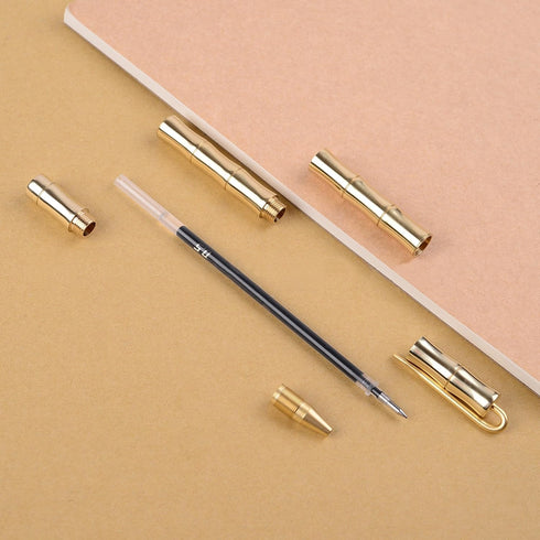 Bamboo Joint Brass Pen Portable Delicate Signature Pen Ballpoint Pen with Clip......