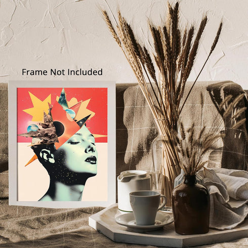 Posterizer 1 pcs-mind blowing sunset-surreal vintage collage-Abstract & Modern Art-Retro Art-Gift for Art Lovers- UNFRAMED Wall Art...