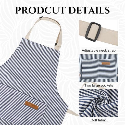 Stripes Kids Apron, Kids Cooking Aprons with 2 Pockets, Cute Kids Aprons for Cooking for Boys and Girls Adjustable...