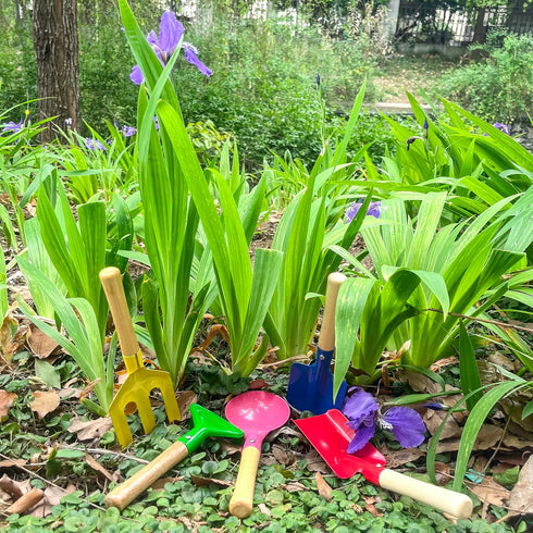 Kids Gardening Tools Set, 5PCS Gardening Tools for Kids Metal with Sturdy Wooden Handle Safe Gardening Tools 8" Children Beach Sandbox Toy...