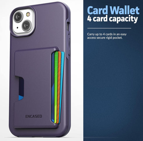 ENCASED Protective Wallet Case Designed for iPhone 15 Plus with Card Holder (4 Credit Cards/IDs) - Purple...