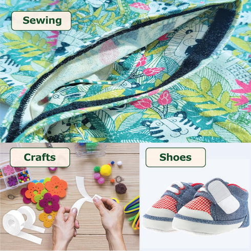 (26 FT x 1 Inch) Stick On for Fabric, No Sew Sticky Back Patches for Clothes, Curtains - Double Sided Hook and Loop Tape Strips with Adhesive for ...