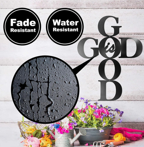 Vivegate God is Good Metal Signs Decor, Black Metal Cross God is Good Sign Wall Decor Religious Kitchen Decor Wall Crosses for Home Decor...