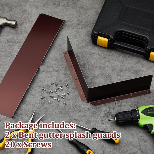 2 Pcs Gutter Valley Splash Guards Downspout Diverter Roof Rain Diverter Roofing Gutter Guards with 20 Pcs Matching Gutter Screws Rain Gutter Guard...