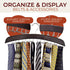 Richards Wooden Tie Rack Hanging Organizer for Mens Closet Accessories, Space Saving Necktie Holder for Storage and Display, Holds 24 Ties, Hook, ...