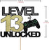 level 13 unlocked cake topper official teenager 13th birthday cake decoration, video game controller theme happy birthday party decoration, black ...