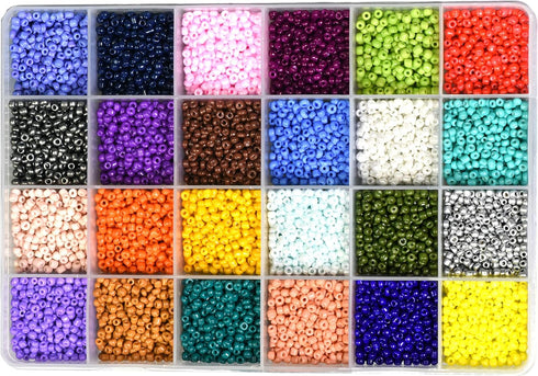 Mandala Crafts Glass Seed Beads for Jewelry Making - 9000 8/0 Seed Beads Small Beads Kit for Tiny Beads Jewelry Bracelet - 3mm Kaleidoscopic Seed ...