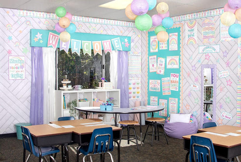 Teacher Created Resources Pastel Pop Pennants Welcome Bulletin Board (TCR8410)...