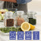 Oak & Steel 12 Pack 3.4oz Small Airtight Glass Spice Jars with Lids & Clip Top, 24 Labels & Chalk Pen - Square Bottles, Herb Jars, Mason Jars, Sea...