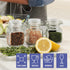 Oak & Steel 12 Pack 3.4oz Small Airtight Glass Spice Jars with Lids & Clip Top, 24 Labels & Chalk Pen - Square Bottles, Herb Jars, Mason Jars, Sea...